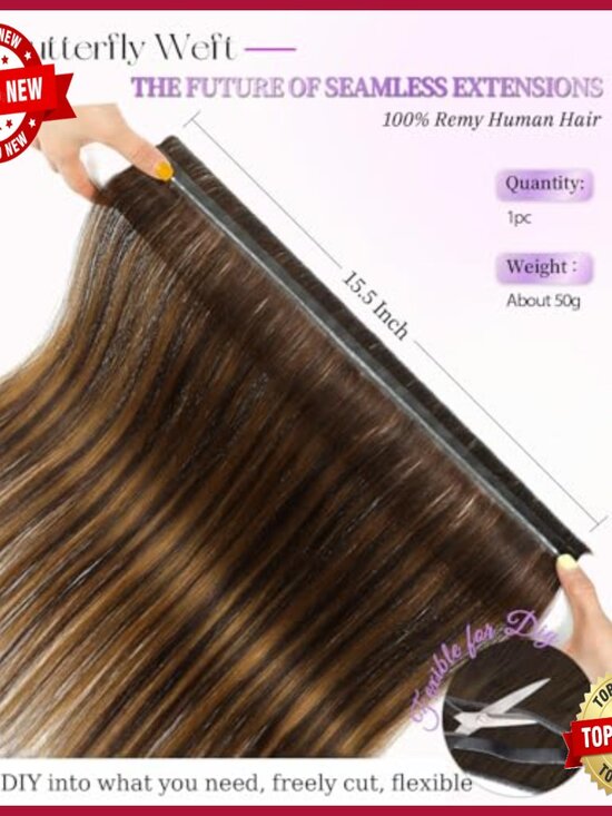 Real Human Hair Extensions 16 Inch Lightweight Weft for Volume Length